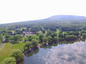 drone shot of resort 