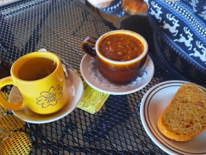 Soup, bread and tea