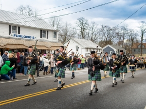 walking with parade banner 