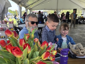 family and tulip walk